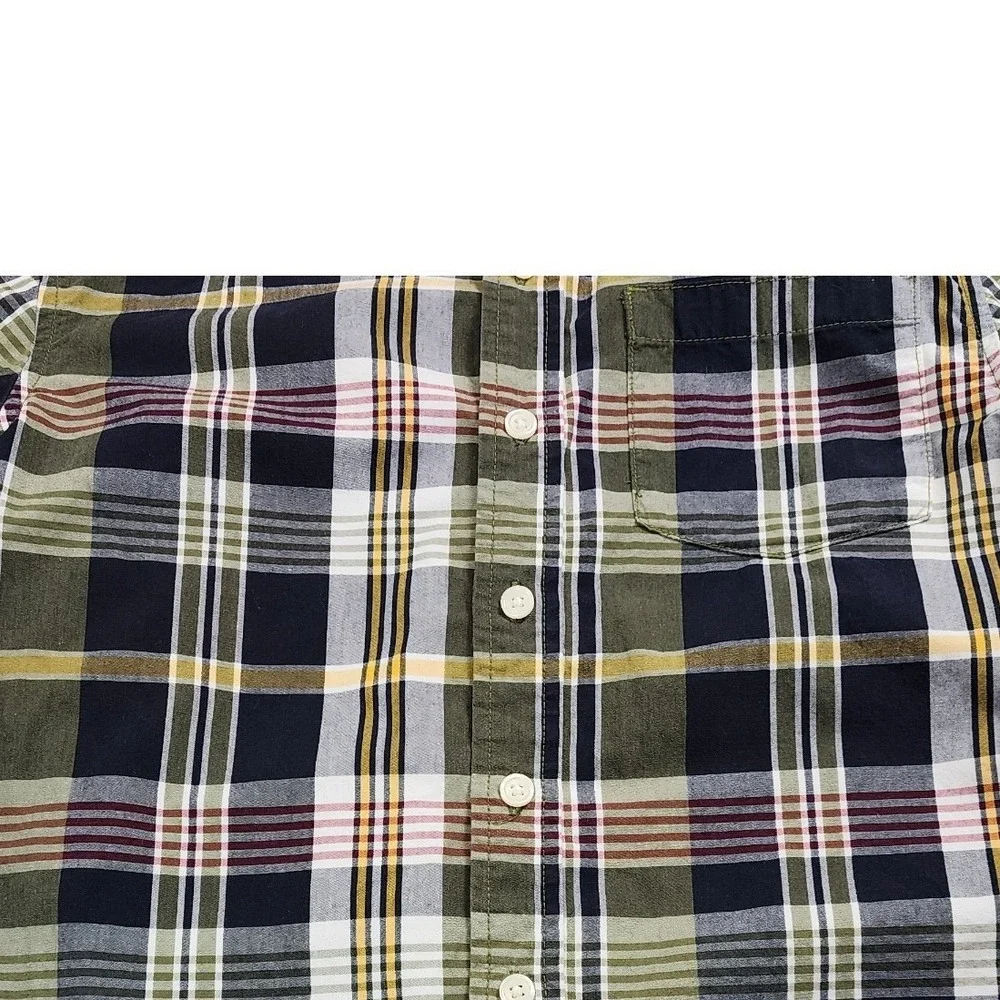Gymboree Boys‎ Button Down Plaid Shirt Size 7/8 Medium Long Sleeve Green Navy